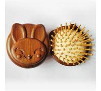 Peine de masaje de madera de sándalo, cepillo masajeador de madera para el cabello, peine redondo portátil, cepillo de pelo antiestático con cojín de aire para mujeres y hombres