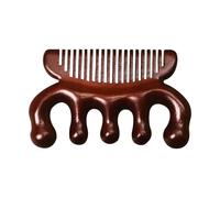 Peine de masaje de madera, peine de cabeza de sándalo dorado, peine de masaje meridiano de dedos para alivio de hombros y cuello, peines estimuladores de sándalo de doble propósito (6 x 9,5 cm)