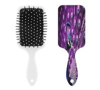 Peine de masaje de pavo real morado para hombres y mujeres, cepillo de pelo largo, corto, fino, rizado, recto u ondulado, peine de cojín de aire con asa, regalo para mujeres