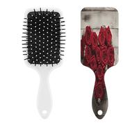 Peine de masaje de rosas rojas en forma de corazón para hombres y mujeres, cepillo de pelo largo, corto, fino, rizado, recto u ondulado, peine con cojín de aire con asa, regalo para mujeres