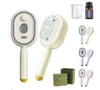 Peine de masaje eléctrico con cojín de aire, cepillo de vapor 3 en 1 para desenredar el cabello y cuidar el cuero cabelludo, cepillo recargable con spray de agua para control del encrespamiento (A)