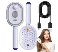 Peine de Masaje Eléctrico con Cojín de Aire y Pulverizador, Cepillo de Pelo Eléctrico a Vapor, Alisador de Vapor Recargable para Reducir el Encrespamiento, Suavizar y Nutrir (Morado)