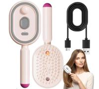 Peine de Masaje Eléctrico con Cojín de Aire y Pulverizador, Cepillo de Pelo Eléctrico a Vapor, Alisador de Vapor Recargable para Reducir el Encrespamiento, Suavizar y Nutrir (Rosa)