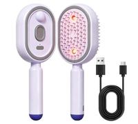 Peine de Masaje Eléctrico con Cojín de Aire y Pulverizador, Electric Spray Air Cushion Massage Comb, Rechargeable Detangling Steam Brush For Short Hair, Reduce Frizz, Nourishes Hairs (Morado)