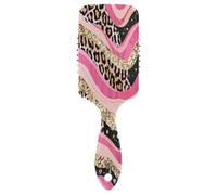 Peine de masaje para el cabello con estampado de leopardo con tiras y rayas rosas, peine desenredante, peines antiestáticos, fácil de cepillar el cabello
