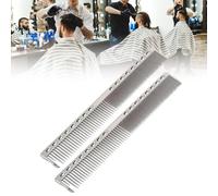 Peine de Metal Profesional para Hombres, Acero Inoxidable 2PCS 20x2.8cm con Dientes Densos y Escasos, Ideal para Corte de Pelo en el Salón o Uso Doméstico (SILVER)