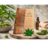 Peine de neem, 100 % puro y natural, hecho a mano, promueve el crecimiento del cabello, reduce la caída del cabello y controla la caspa (peine de champú)