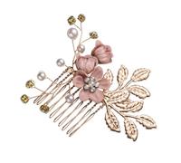 Peine de Novia Rosa con Flor Artificial y Accesorio Rhinestone Adorno para Bodas y Fiestas Especiales