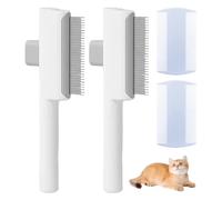 Peine De Nudo Abierto De 2 Piezas Y Peine Antipulgas De Doble Hilera De 2 Piezas, Cómodo Peine Autolimpiante Para Mascotas, Herramienta Eficiente Para Peinar El Cabello De Mascotas, Perros, Etc.