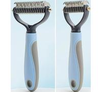 Peine De Nudo De Apertura De Cachorro Azul De 2 Piezas, Peine De Limpieza De Pelo De Perro, Quitar El Pelo Flotante, Herramientas De Aseo De Mascotas.