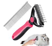 Peine de nudos para perros, cepillo para eliminar nudos de gatos, cepillo de doble cara para nudos para perros | Cepillo ergonómico de acero de doble cara con rectas y dentado