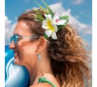 Peine de pelo artificial hawaiano con flor de plumeria, peine lateral de espuma de orquídea tropical para boda en la playa, fiesta nupcial, accesorio para el cabello de verano