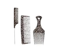 Peine de peluquería con estampado de leopardo para peinar, peine de cola de ABS con peine de dientes anchos y peine de tenedor de aceite, herramientas de peluquería para todo tipo de cabello (3 piezas