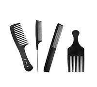 Peine de peluquería de 4 piezas Peine de peluquero antiestático Peine de peluquería resistente al calor Peine de dientes anchos Pin de acero Peine de cola de corte Peine de dientes finos Peine afro