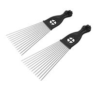 Peine de Peluquería de Púas Metálicas Negro, 2 Piezas | Diseño en Plástico y Acero, Forma de Abanico, Desenreda Masaje Cómodo, para Hogar y Barbería