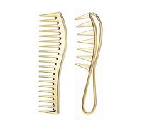 Peine de peluquería plástico dientes anchos for cabello rizado, cabezal aceite, herramientas estilismo huecas for hombre, accesorios barbería Para todo tipo de peinado(Gold)