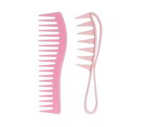Peine de peluquería plástico dientes anchos for cabello rizado, cabezal aceite, herramientas estilismo huecas for hombre, accesorios barbería Para todo tipo de peinado(Pink)