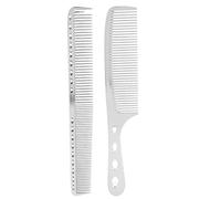 Peine de Peluquero Profesional, Peine de peluquería metálico, 2 unids/set peine para el cabello espacio aluminio acero inoxidable antiestático peine para corte de pelo escaso herramienta de belleza