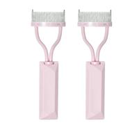 Peine de pestañas tallado, duradero, separador de 2 piezas con dientes de metal, herramienta aplicadora de rímel, para mujeres y niñas, suministros de maquillaje, cumpleaños, rosa polvoriento