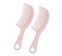 Peine de plástico de dientes anchos, cepillo desenredante, peine rizador curvo y grueso, se puede colgar y usar tanto en seco como en mojado.(Pale red,2 pcs)