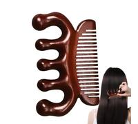 Peine De Sándalo - Masajeador Meridiano 6x9,5cm | Material De Sándalo Natural Características De Doble Uso | Peine Para Masaje De Cuello Y Cuero Cabelludo Con Dedos: Perfecto Para Relajación,