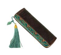 Peine de sándalo negro, hecho a mano, de madera de dientes finos, aromático, antiestático, estilo chino vintage.