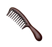 Peine de sándalo verde, mango de tambor de ébano de dientes anchos, peine de cuerno de buey negro, dientes anchos de ébano