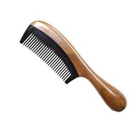 Peine de sándalo verde, mango de tambor de ébano de dientes anchos, peine de cuerno de buey negro, dientes estrechos