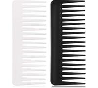 Peine Desenredante Grande Para Cabello Rizado - Dientes Anchos, Sin Asa, Para Peluquería y Champú (Negro, Blanco)