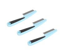 Peine facial antipulgas de acero inoxidable para mascotas, azul, ergonómico y desenredante.