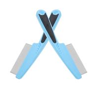 Peine Fino de Acero Inoxidable Púas Metálicas, 2 Piezas | Diseño de Dientes Finos, Plástico Azul, para Niños y , Cómodo Uso, Desenredado y Limpieza de Objetos