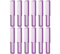 Peine for cortar el pelo, 12 Uds., estilo de dientes finos, peines de peluquería de fibra de carbono, antiestáticos for salón de casa(12pcs Purple)