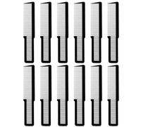 Peine for cortar el pelo, 12 Uds., estilo de dientes finos, peines de peluquería de fibra de carbono, antiestáticos for salón de casa(12pcs Black)