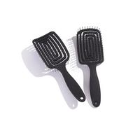 Peine for masaje del cuero cabelludo cuadrado hueco, cepillo for el cabello, antiestático, húmedo, seco, rizado, desenredante, herramientas de estilismo for el cabello de salón de nailon(Black)