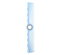 Peine Giratorio de Corte de Pelo con Anillo Dedo, Azul | Plástico Tpr, Dientes Dobles Finos y Anchos, Cuerpo Ensanchado y Uso Estable