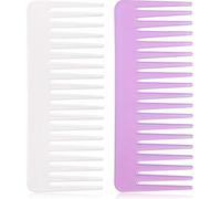 Peine Grande para Desenredar Cabello Peine de Dientes Anchos para Cabello Rizado, Cabello Seco y Húmedo, Peine Desenredante sin Mango Peine de Champú para Peinar (Púrpura, Blanco)