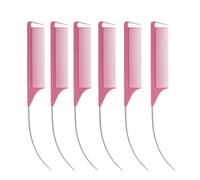 Peine Hombre Juego de 6 peines profesionales colores caramelo con punta curva for peinar pelucas, trenzas, tintes y mechas(Pink-6PCS)