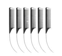 Peine Hombre Juego de 6 peines profesionales colores caramelo con punta curva for peinar pelucas, trenzas, tintes y mechas(Black-6PCS)