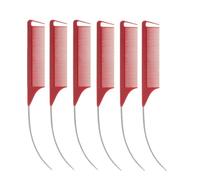 Peine Hombre Juego de 6 peines profesionales colores caramelo con punta curva for peinar pelucas, trenzas, tintes y mechas(Red-6PCS)