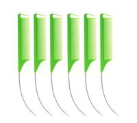 Peine Hombre Juego de 6 peines profesionales colores caramelo con punta curva for peinar pelucas, trenzas, tintes y mechas(Green-6PCS)