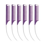 Peine Hombre Juego de 6 peines profesionales colores caramelo con punta curva for peinar pelucas, trenzas, tintes y mechas(Purple-6PCS)