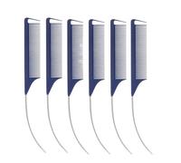 Peine Juego de 6 peines profesionales colores caramelo con punta curva for peinar pelucas, trenzas, tintes y mechas(Blue-6PCS)
