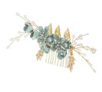 Peine Lateral de Aleación Cristales y Perlas Verdes para Novia | Diseño Floral Romántico, Ligero y Fácil de Peinar, para Moños y Recogidos de Boda