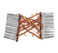 Peine mágico, peine con perlas de hojas elásticas, accesorio para el pelo de estilo vintage para mujeres, peinetas resistentes, estilo fácil, para ella (café)