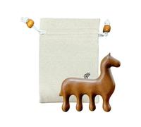 Peine masajeador de cuero cabelludo de madera dura - Cepillo de pelo de madera con dientes anchos con diseño de caballo, herramienta de terapia de meridianos para estimular las raíces y mejorar la