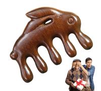 Peine Masajeador de Cuero Cabelludo de Madera,Peine de Dientes Anchos para Crecimiento del Cabello | Cepillo de Masaje Cabeza de Conejo para el Cabello,para Cuello Mano Pierna Hombro Hombre Mujer Rela