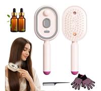 Peine masajeador eléctrico con cojín de aire para mujer, alisador y cepillo desenredante recargable para cabello rizado, masajeador capilar eléctrico portátil con vapor alisador (B)