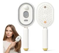 Peine masajeador eléctrico con pulverizador y cojín de aire; cepillo de vapor 3 en 1 recargable, antiestático y desenredante; masajeador de cuero cabelludo con aceites esenciales. (Beige)