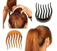 Peine multifunción de plástico 2PCS para cabello, coleta y cola, para hacer el cabello, trenza, peinado, herramienta de belleza para el peinado negro y marrón