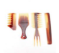 Peine para aceite capilar, peine de PS de, peine para peinar con dientes anchos para el cuidado del cabello masculino y la aplicación de aceite, 4 piezas, negro y ámbar. (Succinito)